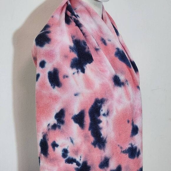 C.C Exclusives Navy and Pink Knit Scarf One Size Fuzzy Pink Tie-Dye Scarf