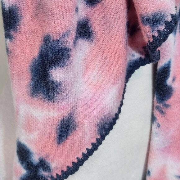 C.C Exclusives Navy and Pink Knit Scarf One Size Fuzzy Pink Tie-Dye Scarf