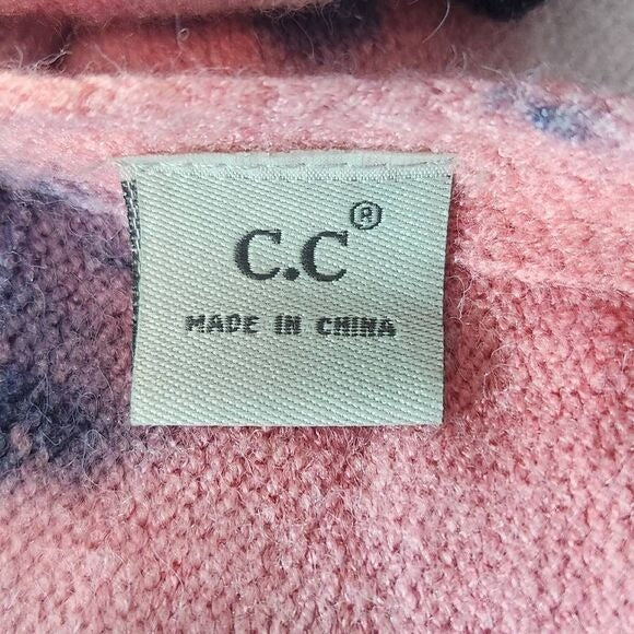 C.C Exclusives Navy and Pink Knit Scarf One Size Fuzzy Pink Tie-Dye Scarf