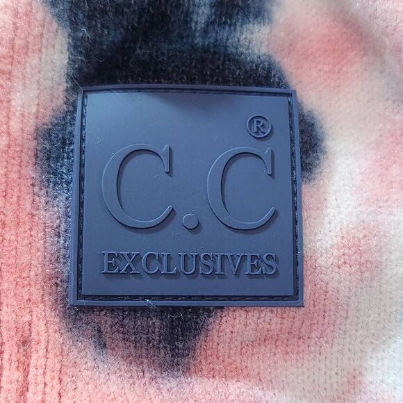 C.C Exclusives Navy and Pink Knit Scarf One Size Fuzzy Pink Tie-Dye Scarf