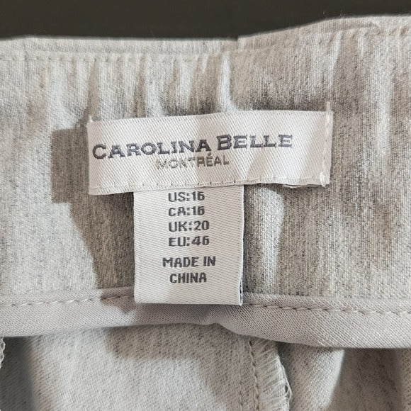 Carolina Belle Light Gray Pull On Pants with Front Pockets Size 16
