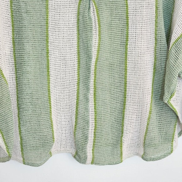 Out From Under Green and White Stripe Boxy Cropped Buttondown Shirt Size XS