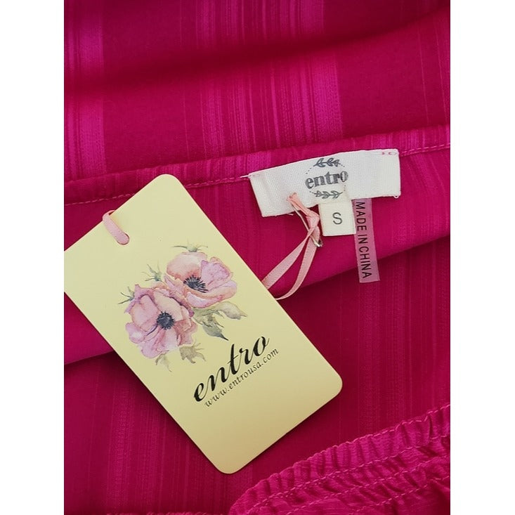 Entro Fuchsia Statement Sleeve Blouse Size Small NWT