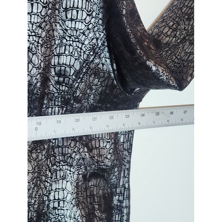 Alfred Dunner Metallic Silver and Black Faux Crocodile Jacket Size 16W