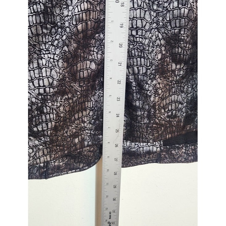 Alfred Dunner Metallic Silver and Black Faux Crocodile Jacket Size 16W