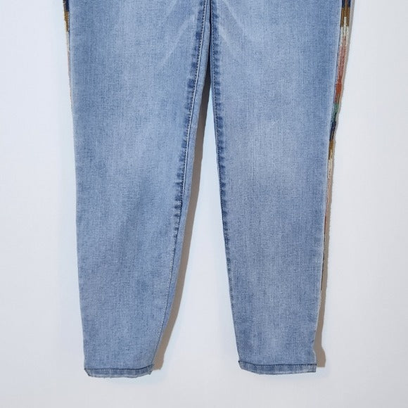 Knox Rose Boho Skinny Jeans with Multicolor Embroidered Stripes Size 2