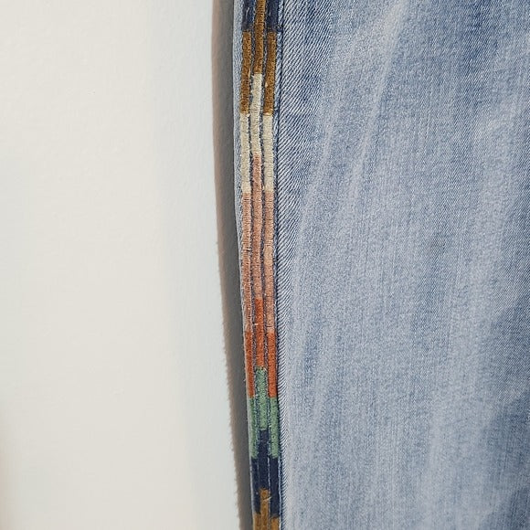 Knox Rose Boho Skinny Jeans with Multicolor Embroidered Stripes Size 2