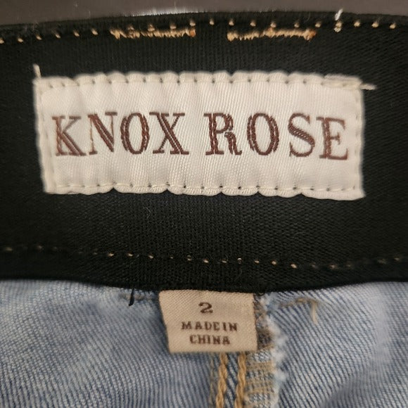 Knox Rose Boho Skinny Jeans with Multicolor Embroidered Stripes Size 2