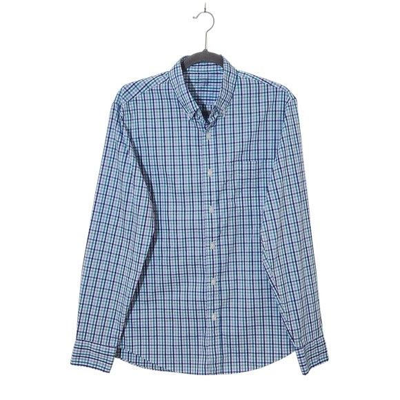 J. Crew Men's Blue Plaid Shirt Size Medium Blue The Offshore Performance Shirt