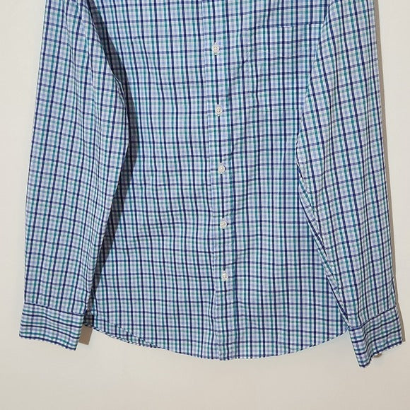 J. Crew Men's Blue Plaid Shirt Size Medium Blue The Offshore Performance Shirt