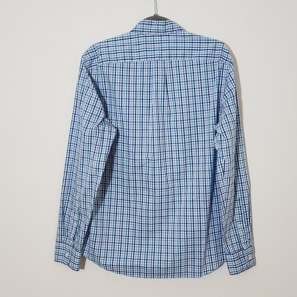J. Crew Men's Blue Plaid Shirt Size Medium Blue The Offshore Performance Shirt