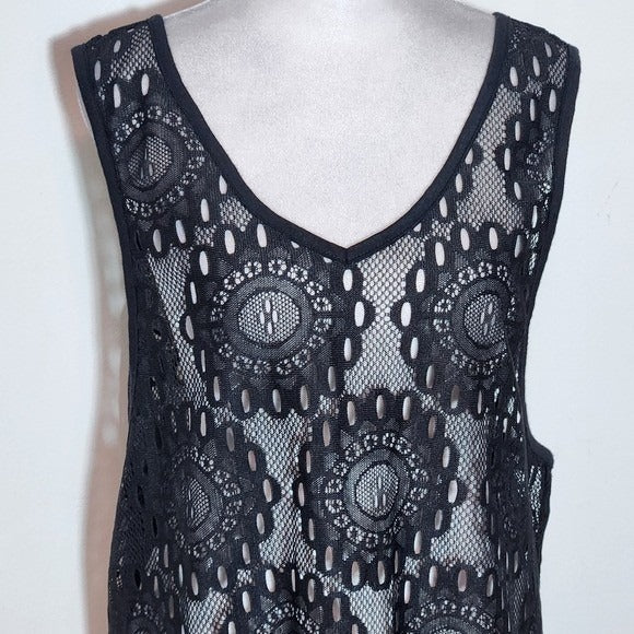 Miken Swim Black Lace Swim Cover-Up NWT Size XL Black Swim Cover