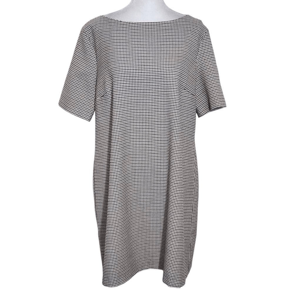 Zara Brown and Black Houndstooth Mini Shift Dress Size Large Preppy Mini Dress