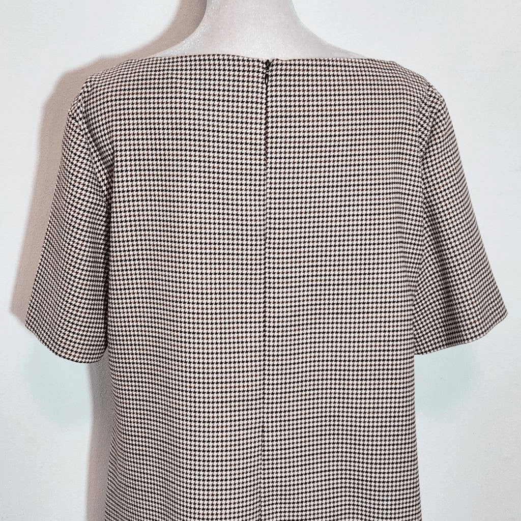 Zara Brown and Black Houndstooth Mini Shift Dress Size Large Preppy Mini Dress