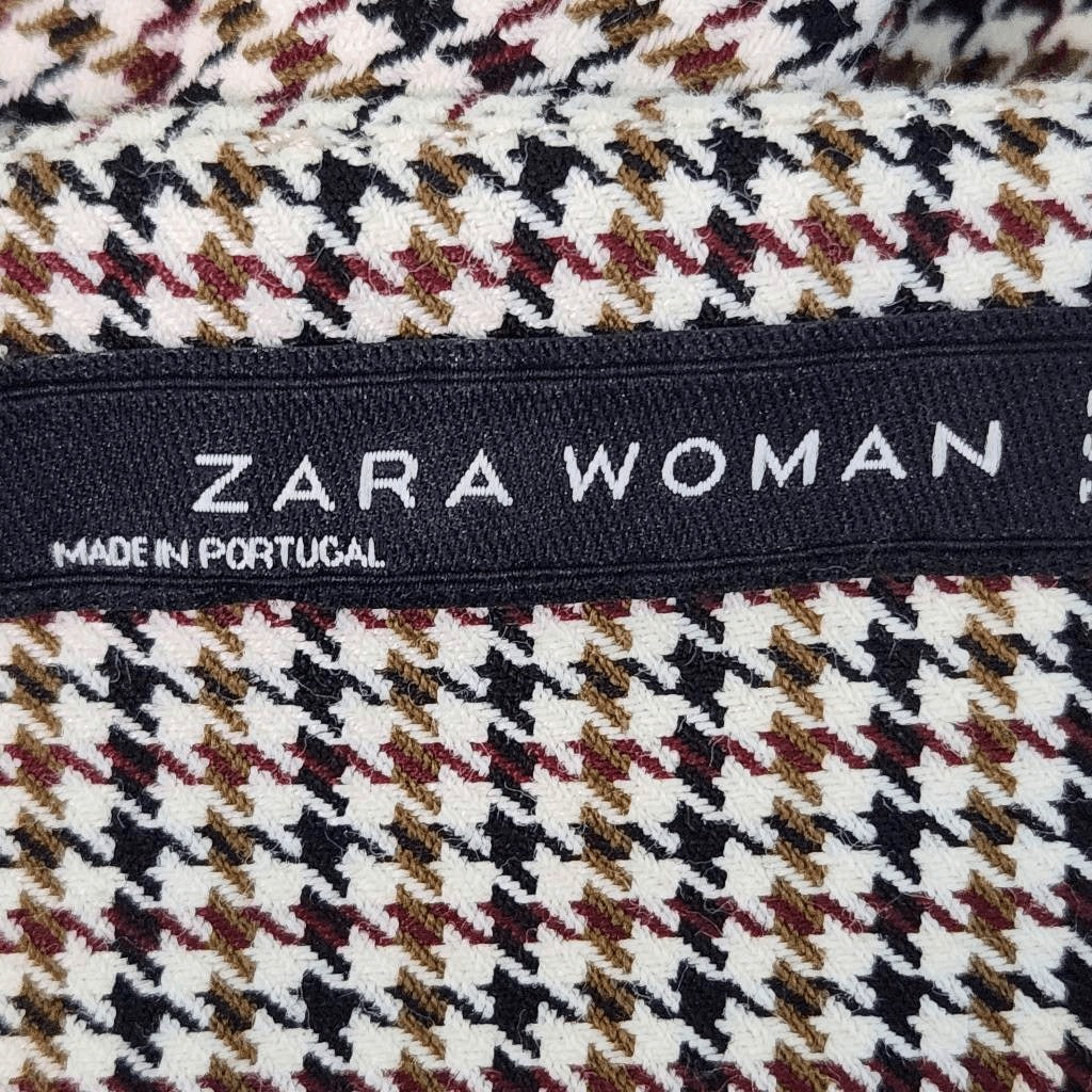 Zara Brown and Black Houndstooth Mini Shift Dress Size Large Preppy Mini Dress