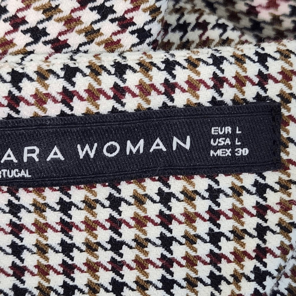 Zara Brown and Black Houndstooth Mini Shift Dress Size Large Preppy Mini Dress