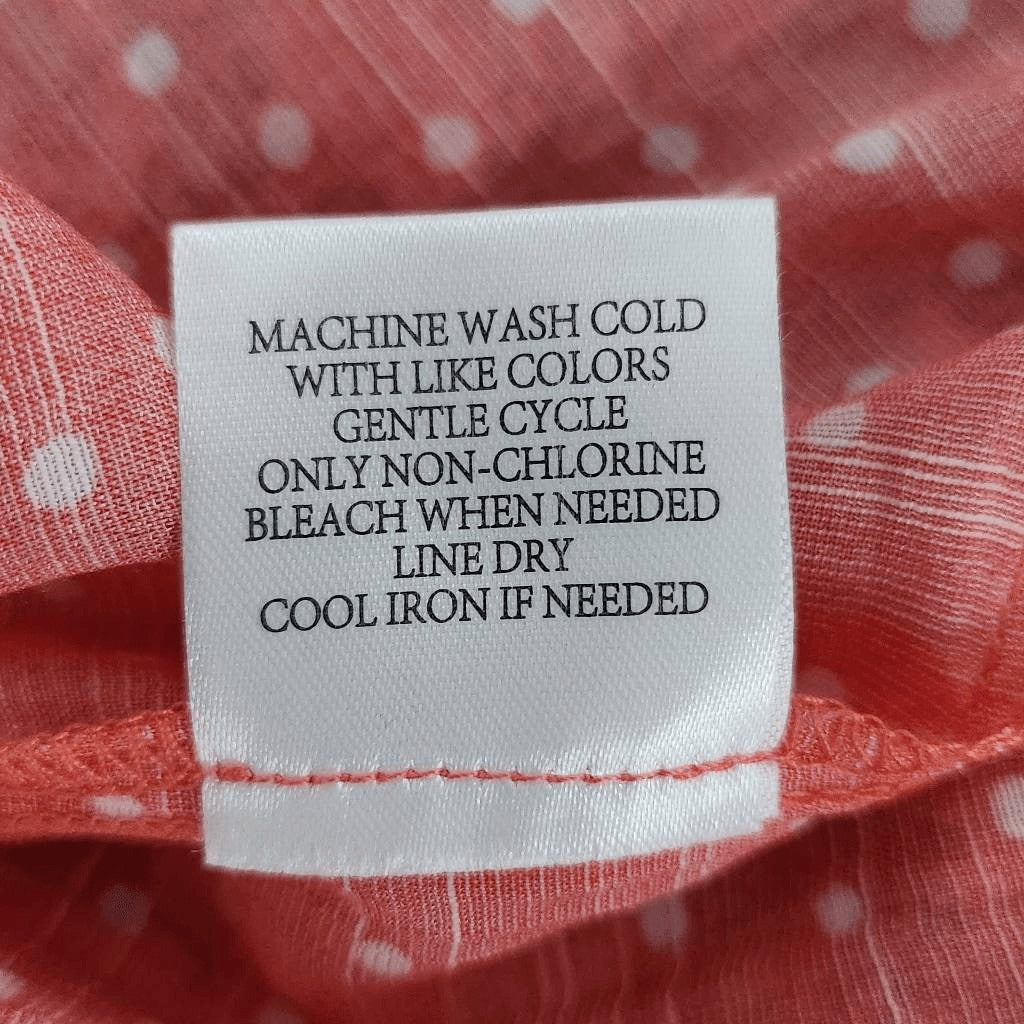 Como Blu Coral Pink Polka Dot Blouse with Cutout Detail Size Large Coral Top