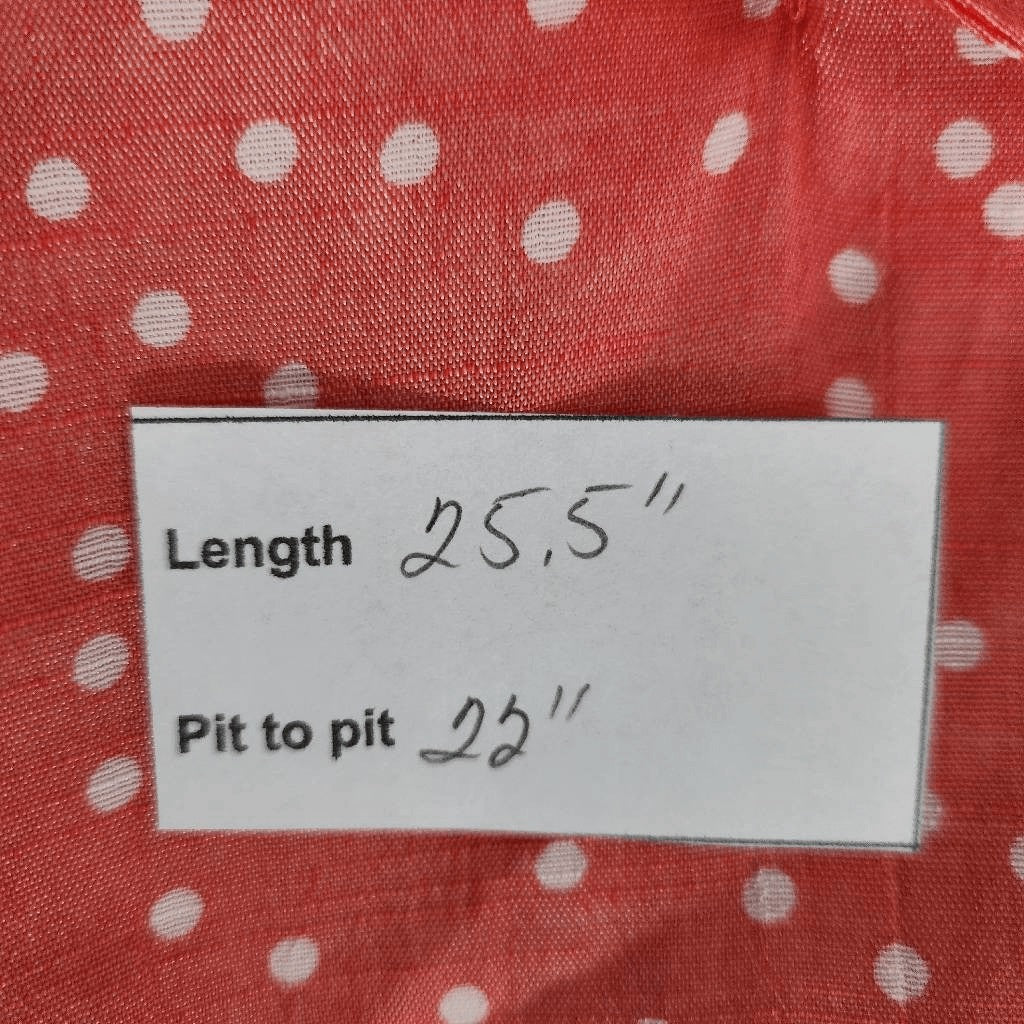 Como Blu Coral Pink Polka Dot Blouse with Cutout Detail Size Large Coral Top