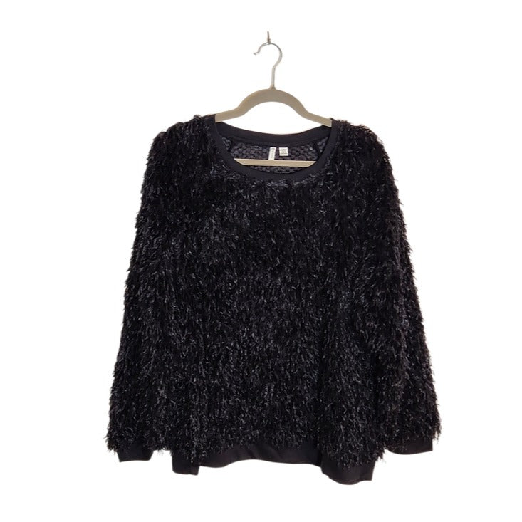 Cato Black Shaggy Faux Fur Pullover Size 18/20W