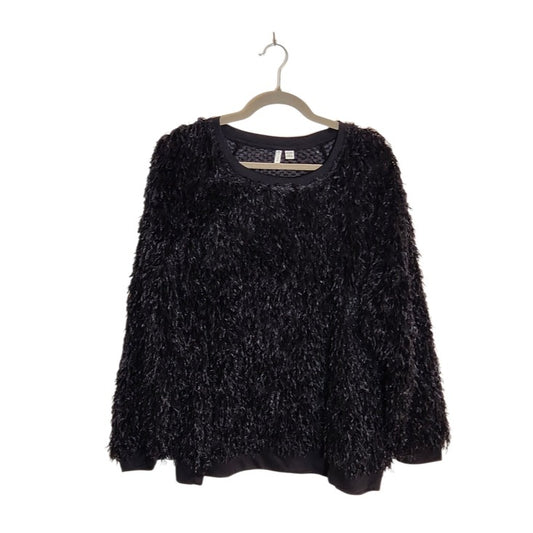 Cato Black Shaggy Faux Fur Pullover Size 18/20W