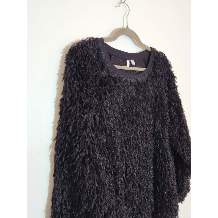 Cato Black Shaggy Faux Fur Pullover Size 18/20W