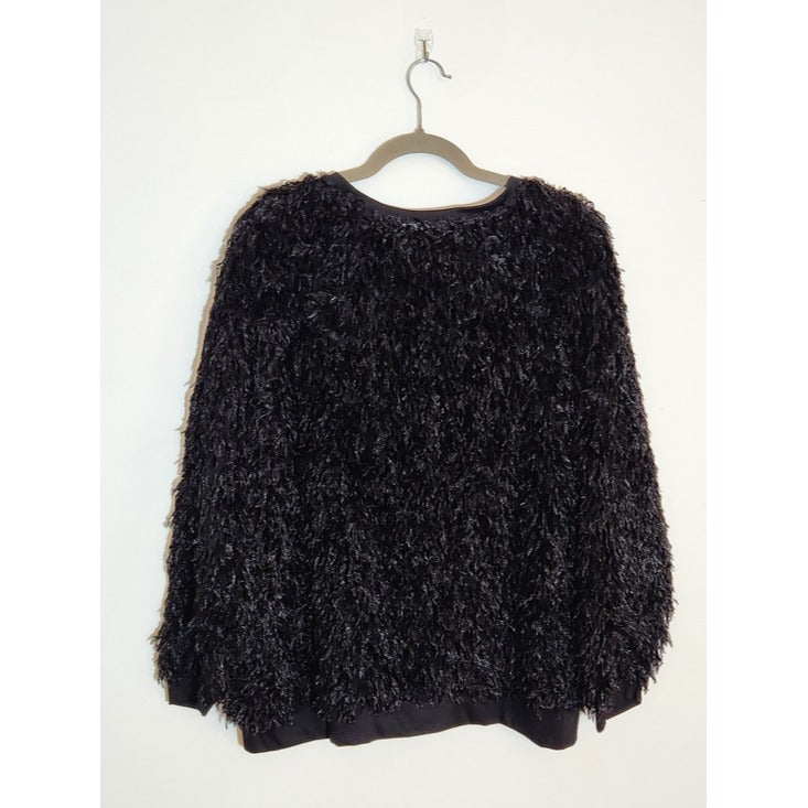 Cato Black Shaggy Faux Fur Pullover Size 18/20W