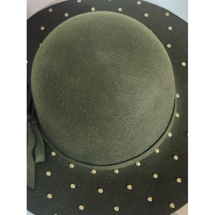 Cappelli Army Green 100% Wool Studded Hat One Size