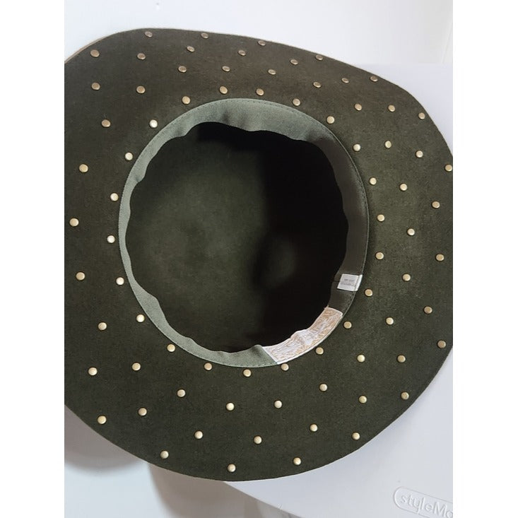Cappelli Army Green 100% Wool Studded Hat One Size