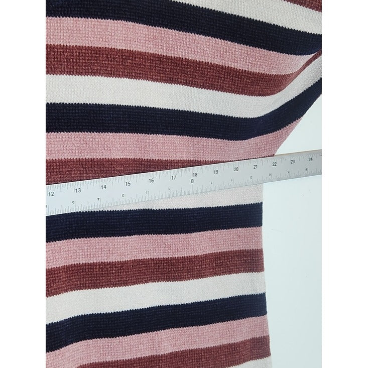 Chenault Pink and Navy Striped Chenille Pullover Size Large