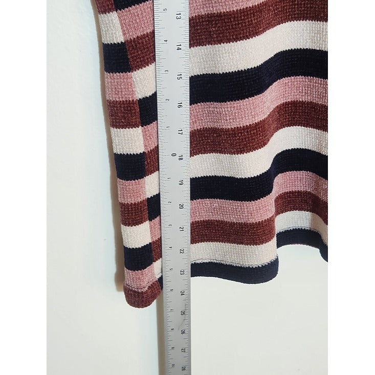 Chenault Pink and Navy Striped Chenille Pullover Size Large