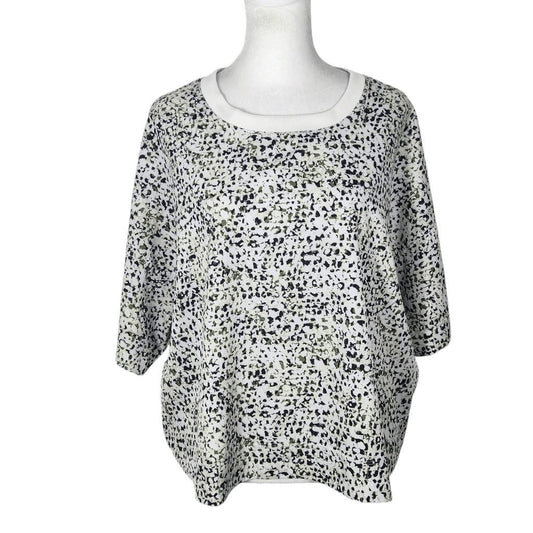 Old Navy Active White and Green Oversized Athletic Tee Size Large Sporty T-Shirt