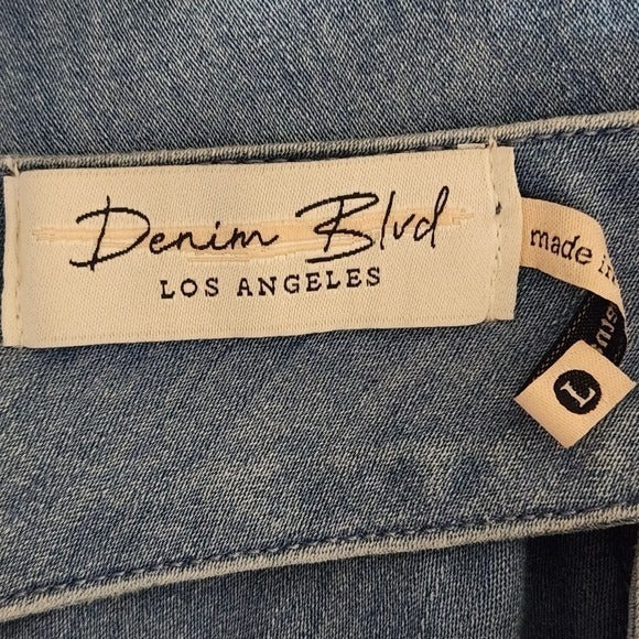 Denim Blvd. Denim Button-Up Vest with Strappy Back NWT Sz Large Cropped Vest