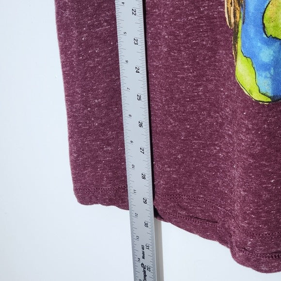 Life Clothing Co. Short Sleeve Burgundy Mushroom Graphic T-Shirt Size Large