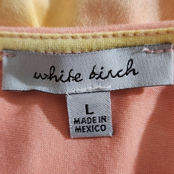 White Birch Boho Mini Dress Size Large Yellow and Pink Dyed Look Dress