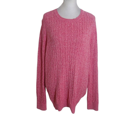 Kim Rogers Womens Pink Cable Knit Sweater Size Large