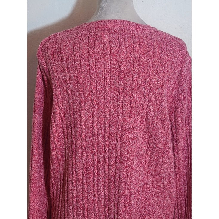 Kim Rogers Womens Pink Cable Knit Sweater Size Large