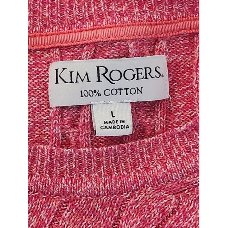 Kim Rogers Womens Pink Cable Knit Sweater Size Large
