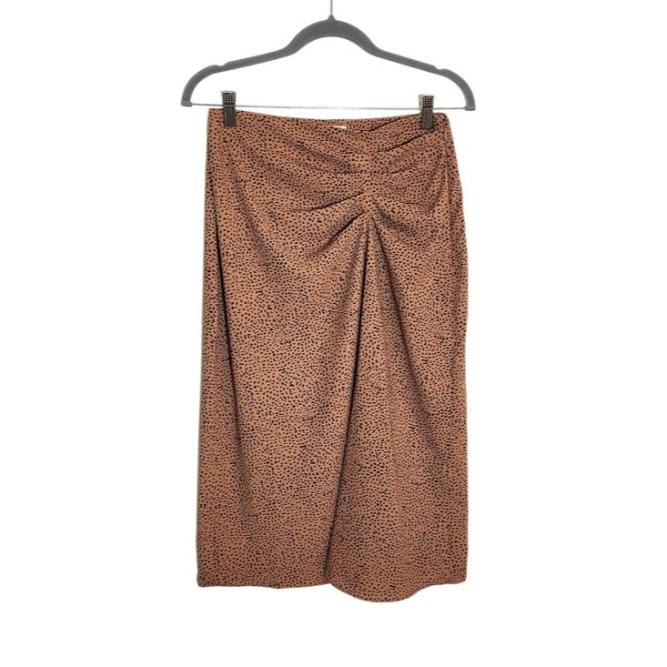 Nine West Brown and Black Dot Print Midi Skirt Size XS