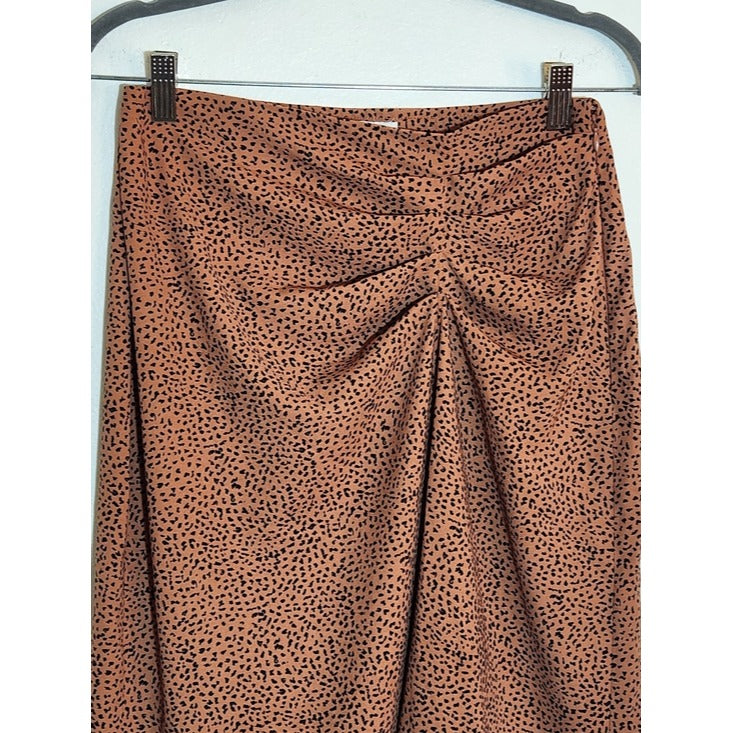 Nine West Brown and Black Dot Print Midi Skirt Size XS