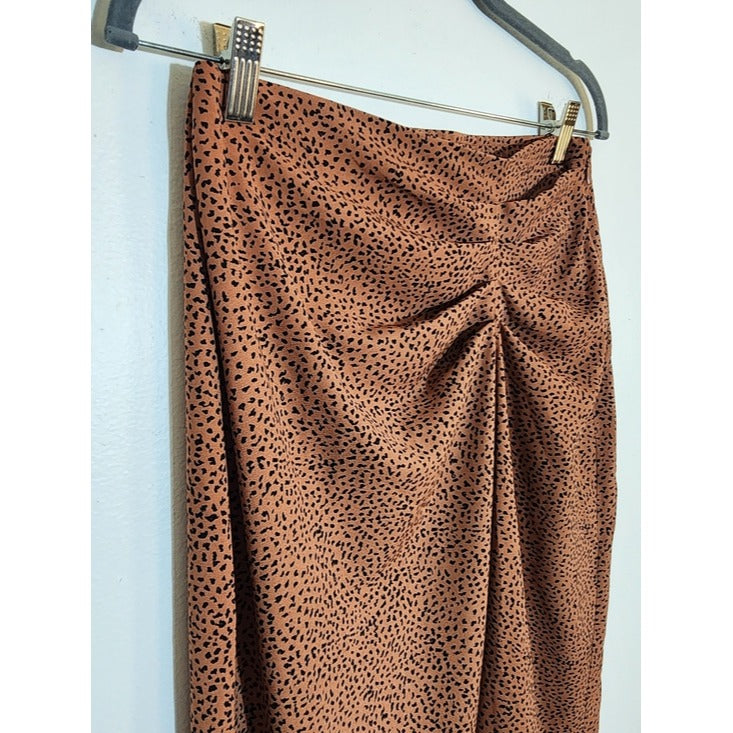 Nine West Brown and Black Dot Print Midi Skirt Size XS