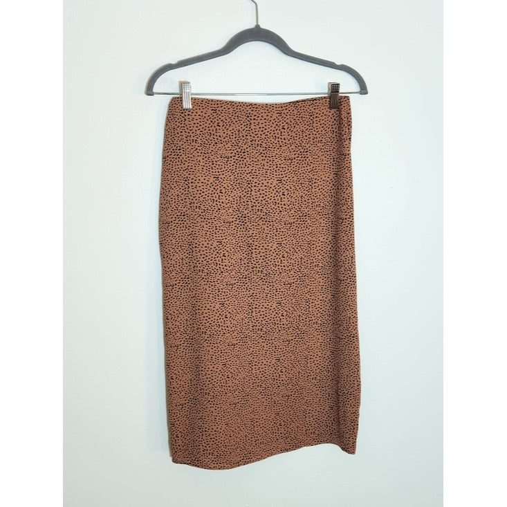 Nine West Brown and Black Dot Print Midi Skirt Size XS