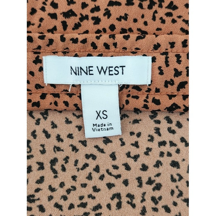 Nine West Brown and Black Dot Print Midi Skirt Size XS