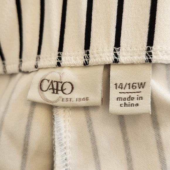 Cato Black and White Striped Sailor Style Pants Size 14/16W