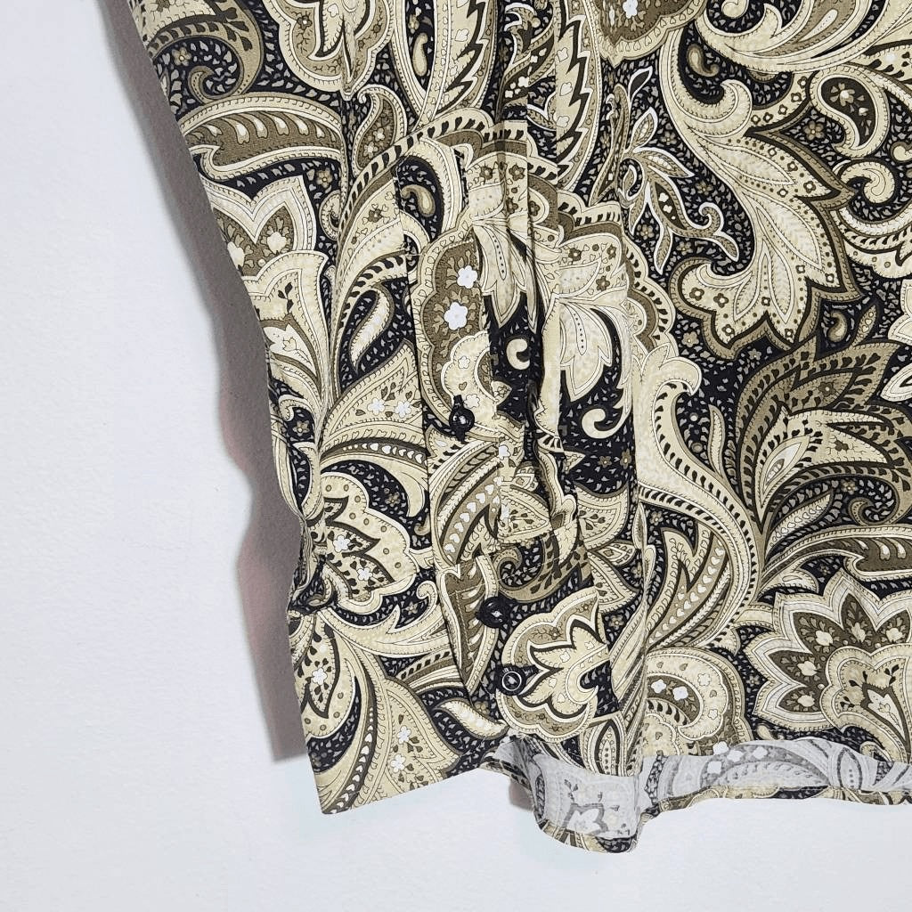 Dolce Guava Milano Khaki and Black Paisley Button Down Shirt NWT Size XL 17.5/18
