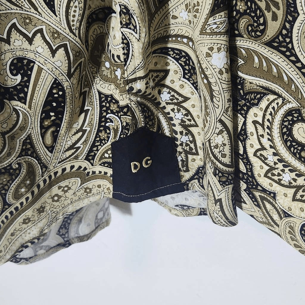 Dolce Guava Milano Khaki and Black Paisley Button Down Shirt NWT Size XL 17.5/18