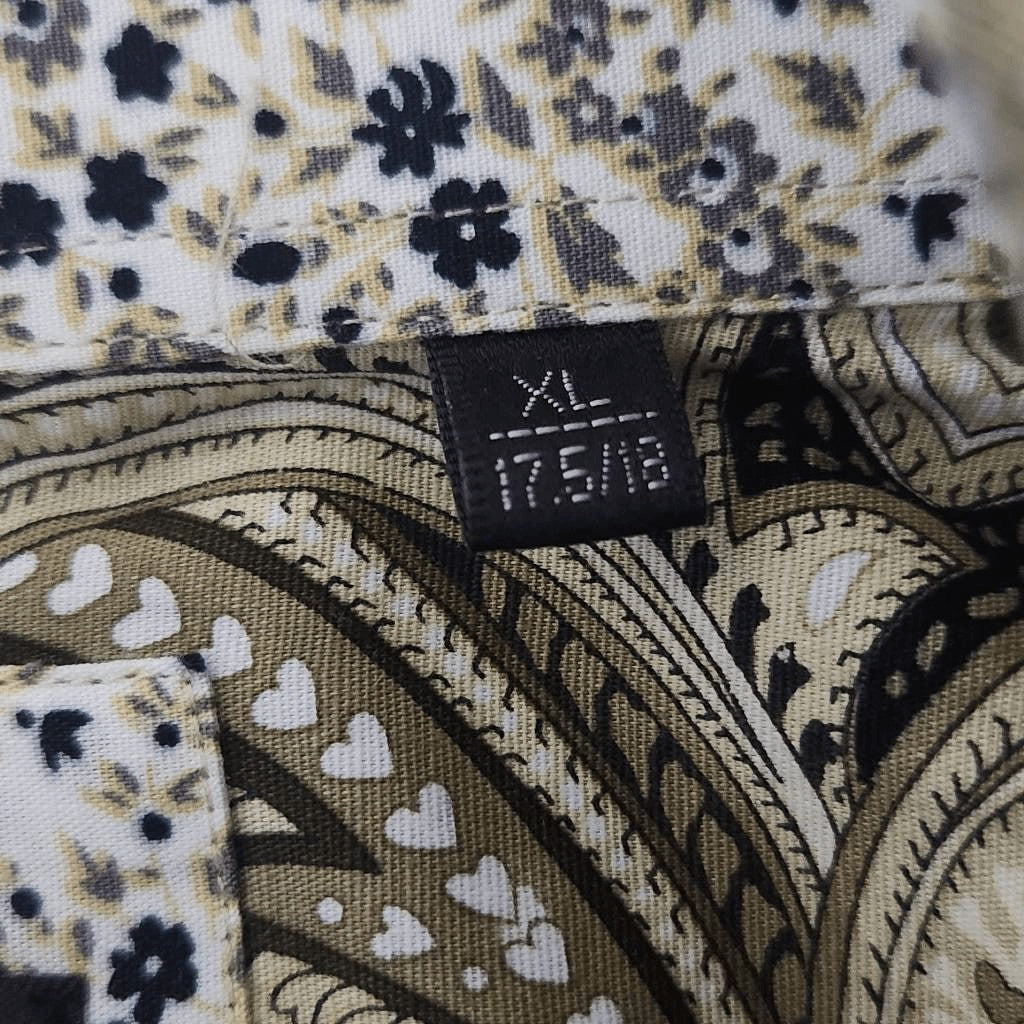 Dolce Guava Milano Khaki and Black Paisley Button Down Shirt NWT Size XL 17.5/18