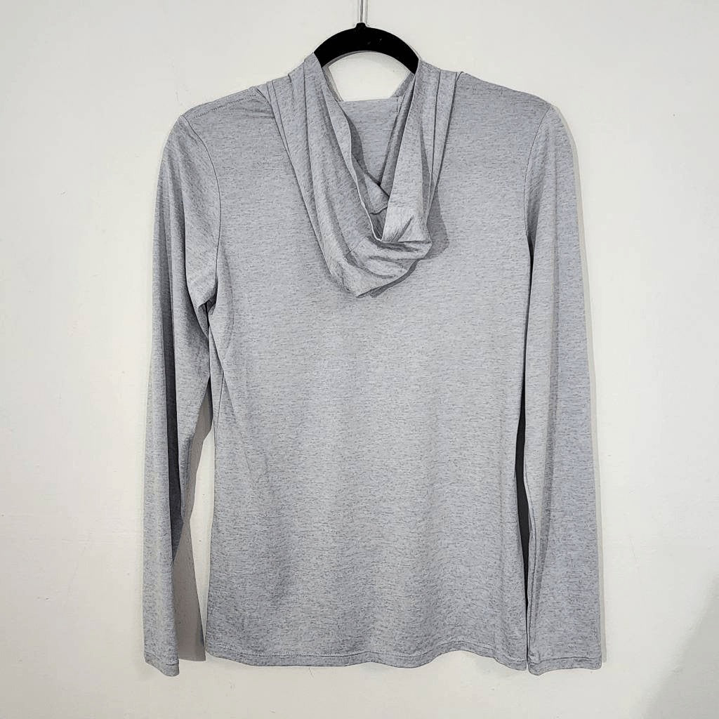 Nike Gray Long Sleeve Tee with Hoodie Size Small Nike Gray Hoodie Logo Top