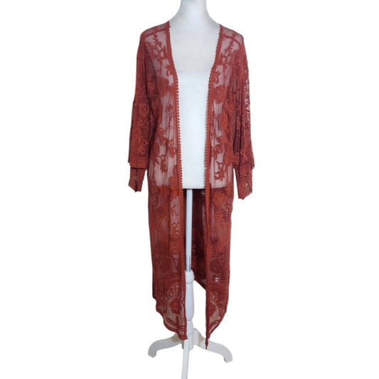 Polagram Rust Mesh Lace Kimono Size Large/XL