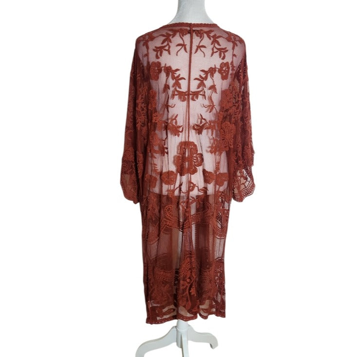 Polagram Rust Mesh Lace Kimono Size Large/XL