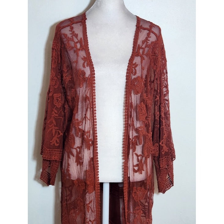Polagram Rust Mesh Lace Kimono Size Large/XL